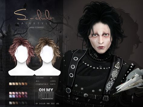 The Sims Resource - Oh My Goth - Edward 070722 UPDATE 260822 Sims Cc Hair, Sims 4 Cc Goth, Goth Male, Vampire Hair, Sims 4 Hair Male, Gothic Hair, Hair Male, Sims 4 Anime, Goth Guys