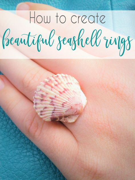 Turn your favorite seashells into beautiful rings with this easy DIY.  #seashell #ring #diy #craft Shell Rings Diy, Seashell Rings, Seashell Jewelry Diy, Seashell Ring, Sea Shells Diy, Diy Mom, Diy Beach Decor, Summer Diy Projects, Seashell Projects