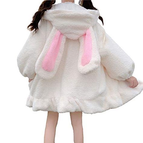 Bunny Ear Hoodie, Hoodies For Teens, Top Cosplay, Kawaii Hoodies, Fluffy Rabbit, Bunny Hoodie, Hoodie Jumper, Loose Outfit, Bunny Ear