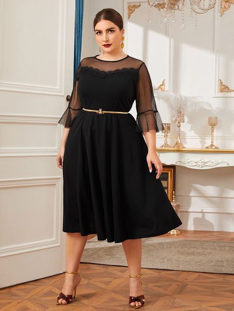 Big Size Fashion, Outfits Gorditas, Chic Cocktail Dress, Big Size Dress, Lace Trim Dress, Plus Size Party Dresses, Trim Dress, Classy Dress Outfits, Women Plus Size