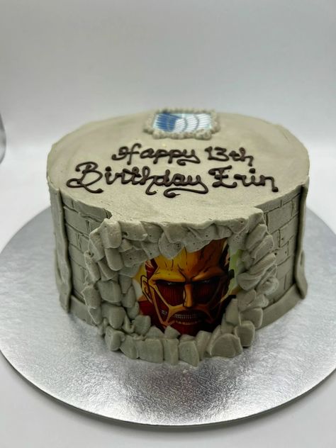 Attack on Titan cake Attack On Titan Cake, Colossal Titan, Dragon Cakes, Anime Cake, Local Bakery, A Birthday Cake, Home Economics, Cake Designs, Attack On Titan