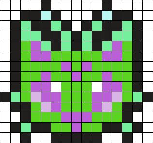 Kitty Alien Kandi Pattern Stitch Kandi Pattern, Kandi Patterns Templates Bag, Kandi Animals Patterns, Simple Kandi Pattern, Alien Perler Beads, Kandi Ideas Pattern, Kandi Patterns Templates, Kandi Animals, Alien Perler