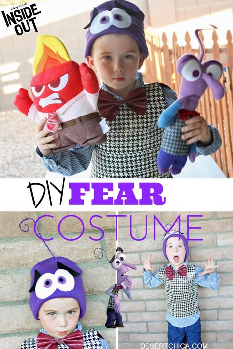 Fear Inside Out Costume Bing Bong Costume, Chica Costume, Easy Disney Costumes, Pixar Costume, Fear Inside Out Costume, Disney Costumes For Kids, Fear Inside Out, Inside Out Costume, Diy Couples Costumes