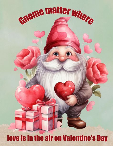 This little gnome wants to give you a Valentines Day present! So cute with loads of hearts, flowers and a fun saying! February Planner, Planner Covers, Cute And Cuddly, Valentines Day Presents, Day Planner, Planner Cover, Day Planners, Beautiful Pictures, Best Quotes