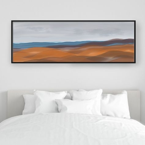 Above Bed Artwork, Long Horizontal Wall Art, Horizontal Artwork, Art Over Bed, Print Above Bed, Bedroom Paintings, Long Wall Art, Wall Art Horizontal, Above Bed Art