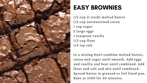 Simple brownie recipe with easy clean up. Easy Brownies From Scratch, Brownie Recipe From Scratch, Simple Brownie Recipe, Easy Brownies Recipe, Homemade Brownie Recipe, Chewy Brownies Recipe, Easy Brownies, Homemade Brownies Easy, Homemade Brownie