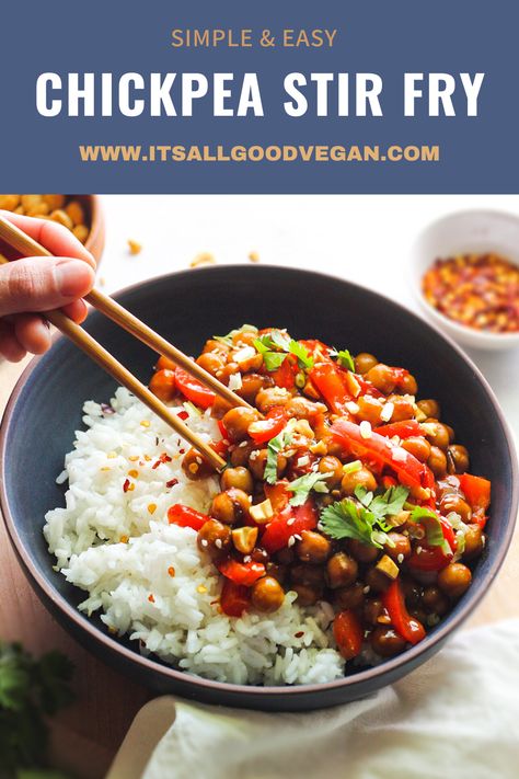 Chickpea Stir Fry – It's All Good Vegan Chickpea Stirfry Recipes, Plant Based Stir Fry Recipes, Teriyaki Chickpeas Stir Fry, Chickpea Stirfry, Plant Based Stir Fry, Chickpea Stirfry Vegan, Chickpea Stir Fry, Teriyaki Broccoli Chickpea Stir Fry, Gluten Free Hoisin Sauce