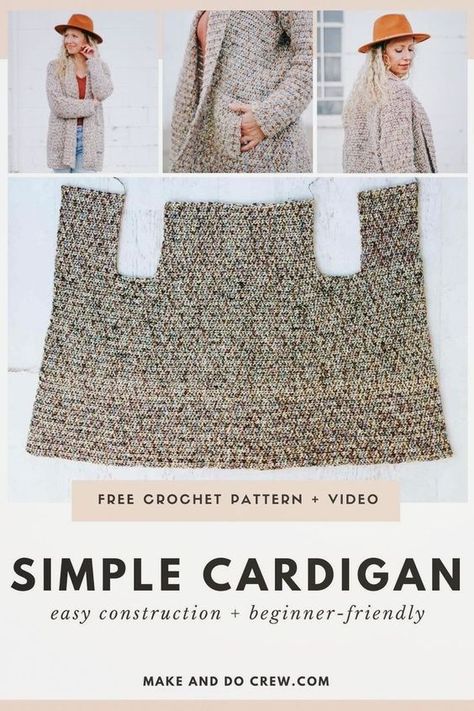 Simple Cardigan, Crochet Cardigan Free, Crochet Sweater Free, Crochet Jacket Pattern, Crochet Cardigan Pattern Free, Gilet Crochet, Crochet Sweater Pattern Free, Crochet Clothing And Accessories, Crochet Clothes For Women