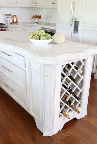 Kitchen Ideas: Options for an Island End Cap : Normandy Remodeling Kitchen Island End Panels, Kitchen Island Ends, Archway Molding, Island Storage, Baking Trays, Decorative Ideas, White Rooms, Decorative Panels, Wine Storage