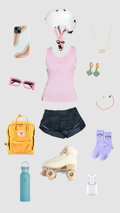 cute rollerskating fit! #rollerskating#aesthetic#cute#preppy#fit#fyp#vsco#fyp Rollerskating Aesthetic, Skate Outfit, Roller Skating Outfits, Skate Aesthetic, Skating Outfits, Aesthetic Cute, Roller Skates, Roller Skating