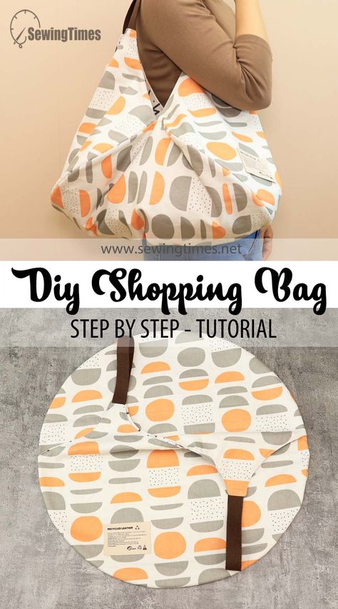 DIY Reusable Shopping Bag with Round Fabric | How to Make a Reversible Tote Bag [sewingtimes] Diy Shopping Bag, Shopping Bag Pattern, Fabric Tote Bag, Sewing Machine Projects, Diy Bag Designs, Bag Pattern Free, Diy Bags Patterns, Diy Bags Purses, Tote Bags Sewing