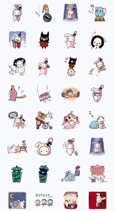 Circus Stickers, Sentimental Circus, Circus Characters, Japanese Characters, Makeup Makeover, Circus, Art Reference, Illustration Art, Presentation