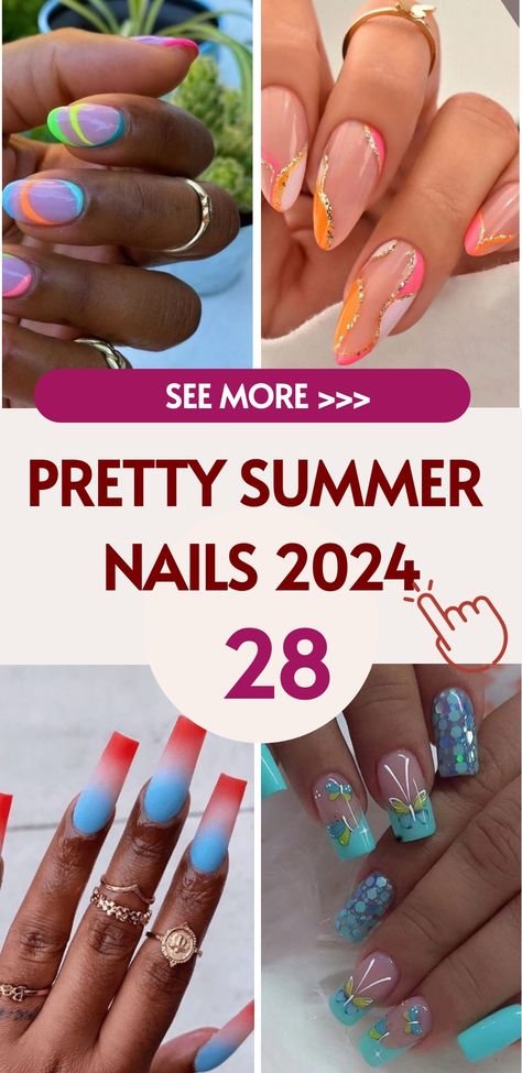 Prepare for the upcoming summer season in 2024 by exploring our elegant and fashionable nail designs! Immerse yourself in the modern era of nail art with our captivating summer manicure options for 2024. Our skilled nail technicians are continuously pioneering new styles, guaranteeing your nails will stand out amongst the crowd. Whether you prefer holographic details or avant-garde patterns, we have you covered. Powder Dip Ideas, Chic Summer Nails, Nail Powder Dip, Red White Blue Nails, Firework Nail Art, Firework Nails, Summer Nails 2024, Pink Summer Nails, Cute Summer Nail Designs