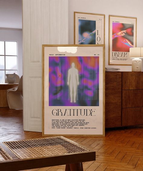 Excited to share the latest addition to my #etsy shop: Gratitude Poster, Self Affirmation, Vintage Funky Wall Decor, Y2k Digital Print, Downloadable Print, Large Printable Art, 70s Retro Wall Art https://etsy.me/3FQEzwh #purple #housewarming #orange #unframed #entryway Wall Decor Y2k, Gratitude Poster, Y2k Apartment, Funky Wall Decor, Maximalist Poster, Tupac Makaveli, Trippy Wall Art, Gradient Wall, Trippy Wall