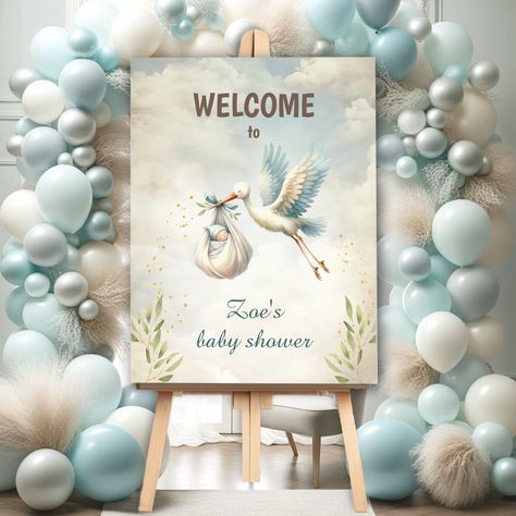 Stork Baby Shower Ideas, April Baby Shower Themes, Stork Baby Shower Theme, Vintage Baby Shower Theme, Cute Baby Shower Themes, Baby Shower For Boys, Christian Baby Shower, April Baby, April Baby Shower