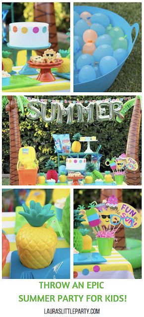 Ready, Set, Summer! It's the last day of school, now what?! Throw your kids an EPIC outdoor party to welcome the start to a fun-tastic Summer! #summerpartyforkids Kids Summer Kick Off Party, Last Day Of School Party Decorations, Start Of Summer Party For Kids, School Summer Party Ideas, Endless Summer Party Theme, Welcome To Summer Party, Summer Kick Off Party Ideas For Kids, Last Day Of School Party For Kids, Kick Off To Summer Party