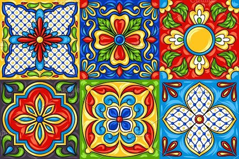 Mexican talavera ceramic tile by incomible on @creativemarket Mexican Tile Art, Mexican Pattern, Relaxing Art, Mexican Tile, Talavera Tiles, Mexican Talavera, Mexican Decor, Italian Pottery, Mexican Pottery