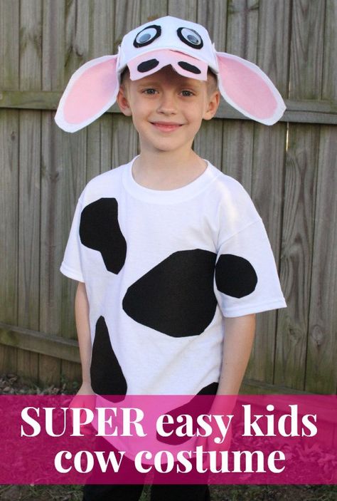 super easy kids cow costume | by Tottums Diy Farm Animal Costumes, Kids Cow Costume, Farm Animal Costumes, Cow Costume, Animal Costumes, A Cow, Farm Animal, Cow