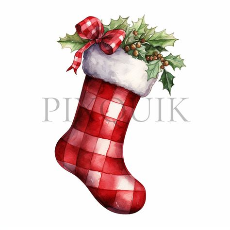 Holiday Stocking Clipart | 10 High Quality JPG's | Digital Download | Xmas Sock | Red Sock Designs | Christmas Stocking | Digital Crafting by PixQuik on Etsy Christmas Stocking Art, Stocking Clipart, Sock Designs, Christmas Boots, Collage Images, Penguin Art, Holiday Stocking, Holiday Stockings, Spring Has Sprung