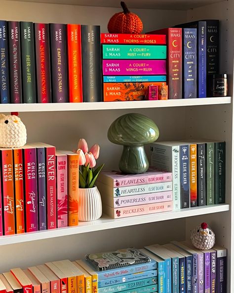 Lil bookshelf tour 🫶🏻💓🏹🌿 QOTD: how do you organize your books? (Author/ genre/ colour/ vibes?) . . . . #bookshelf #bookshelfdecor #bookshelfie #books #reader #bookaesthetic #beautifulbooks #prettybooks #aestheticbooks #bookstack Book Corner Ideas Bedroom, Bookshelf Tour, Colorful Bookshelf, Beauty Shelf, Corner Ideas, Book Corner, Crown Of Midnight, Chess Club, Empire Of Storms