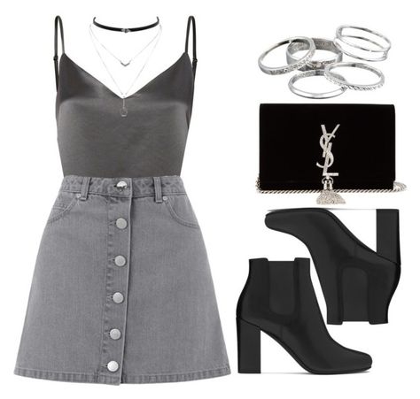 "grey" by vany-alvarado ❤ liked on Polyvore featuring L'Agence, Miss Selfridge, Yves Saint Laurent, Jessica Simpson and Kendra Scott Cute Grey Outfits, Grey Outfits, Grey High Heels, Mode Ulzzang, Looks Pinterest, Girls Fashion Clothes, Modern Outfits, Teenage Fashion Outfits, Edgy Outfits