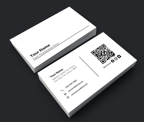 Qr Business Card Design, Business Card Design Qr Code, Business Card Design With Qr Code, Business Card Qr Code, Business Card With Qr Code, Doctor Business Cards, Business Connections, Simple Business Card, Stationery Business Card