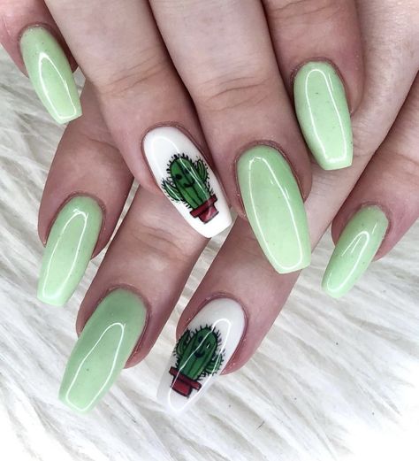 Love me some cactus nails 😍 Nails by Jena Candelaria @jenacandelaria #greennails #cactusnails #cactusnailart #marchnails #springnails #cactusnailideas #sogelnails Nails Cactus Design, Nails With Cactus Design, Cactus Nails Acrylic, Nails With Cactus, Cactus Nail Designs, Cactus Nail Art, Cactus Nails, Aesthetic Cactus, Subtle Nail Art