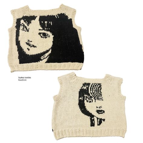 Junji Ito hand knit! Top panel I used a screenshot and then stitchfiddle- bottom panel is BraceletBook # 115989 !! #knit #handknit #tomie #junjiito #horrorfilm #knittersgonnaknit #fiberart #crochet #knitknitknit #maker #altknit Junji Ito Crochet, Pixel Crochet, Vogue Knitting, Junji Ito, Fair Isle Knitting, Cardcaptor Sakura, Textile Artists, Yarn Art, Manga Illustration