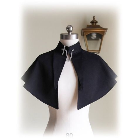 Elegant Gothic Lolita Stand Collar Cape ($60) ❤ liked on Polyvore featuring outerwear, gothic cape, white cape coat, white cape and cape coats Cape Reference, How To Make A Cape, Half Cape, Side Cape, Gothic Cape, Goth Shorts, Modern Cape, Cape Outfit, White Cape