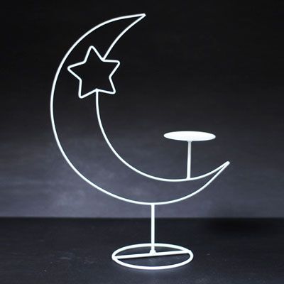 ifavor123.com: Moon+Star Candle Holder/center Piece, small $10.00 Moon Baby Shower Theme, Dna Artwork, Centerpiece Candle Holder, Star Centerpieces, Star Candle Holder, Ramadan Lantern, Moon Baby Shower, Galaxy Theme, Standing Candle Holders