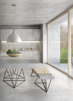 Concrete Floors Living Room, Concrete Kitchen Floor, Concrete Interiors, Concrete Walls, Interior Design Per La Casa, Interior Minimalista, Concrete Kitchen, Kitchen And Dining Room, Kitchen Room Design