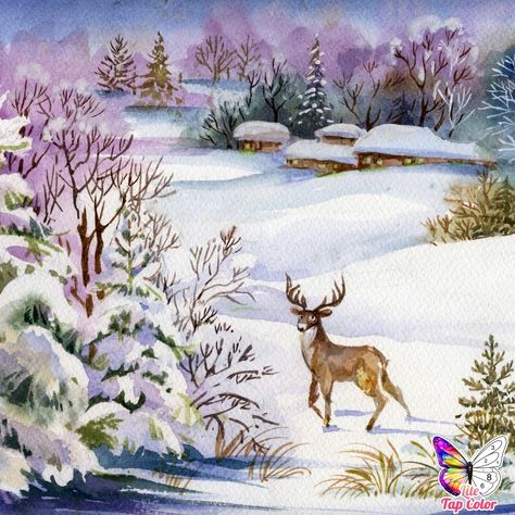 Cute Christmas Drawings Aesthetic, Winter Drawing Aesthetic, Christmas Drawing Watercolor, Winter Landscape Drawing, Winter Watercolor Paintings, Winter Landscape Watercolor, Abstract Painting Acrylic Modern, Winter Drawings, Abstract Painting Diy