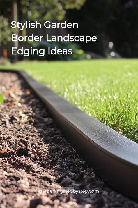 Stylish garden border with neat lawn edging and gravel path. Modern Garden Edging, Concrete Blocks Garden, Deck Edging Ideas, Timber Garden Edging, Border Edging Ideas, Garden Area Ideas, Landscape Edging Ideas, Border Landscape, Fast Growing Privacy Shrubs