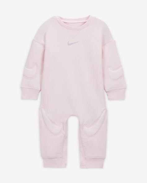 Nike "Ready, Set" Baby Coveralls. Nike.com Nike Baby Clothes, Baby Comforter, Nike Outfits, Waffle Knit, Baby Sets, Newborn Baby, Stretch Fabric, Baby Clothes