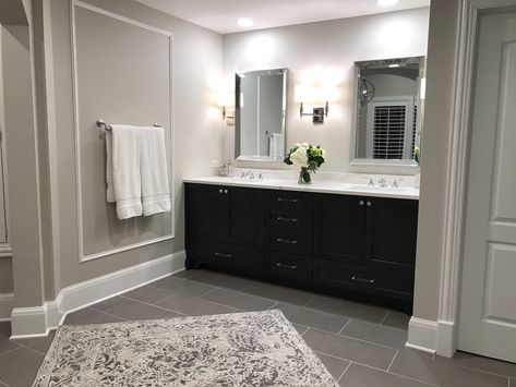 Bathroom Flooring With Dark Cabinets, Bathrooms With Dark Brown Cabinets, Bathroom Dark Brown Vanity, Bathroom With Espresso Vanity, Traditional Bathroom Ideas Dark Cabinets, Dark Brown Bathroom Cabinets, Espresso Bathroom Vanity, Espresso Bathroom Cabinets, Dark Floor Bathroom