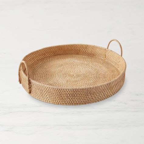 tray | Williams Sonoma Woven Trays, Basket Lighting, Williams Sonoma Home, Lift And Carry, Table Coffee, Lombok, Williams Sonoma, Cooking Tools, Unique Colors