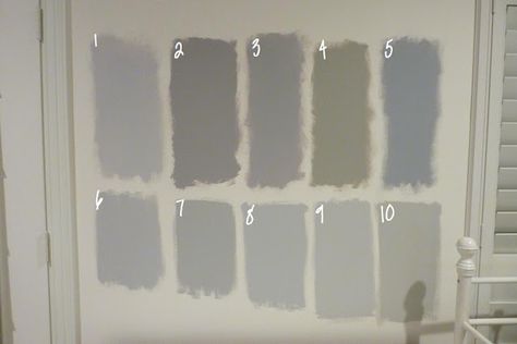 In case you are looking for a gray, here are the colors (all Benjamin Moore):    1.  Metro Gray  2.  Stormy Monday  3.  Silver Dollar  4.  Silver Fox   5.  Pigeon Gray  6.  Silver Chain  7.  Smoke Embers   8.  Stonington Gray- WINNER  9.  Nimbus  10. Revere Pewter Stonington Gray, Office Paint Colors, Office Paint, Revere Pewter, Grey Kitchens, Shades Of Gray, Silver Fox, Silver Dollar, Benjamin Moore