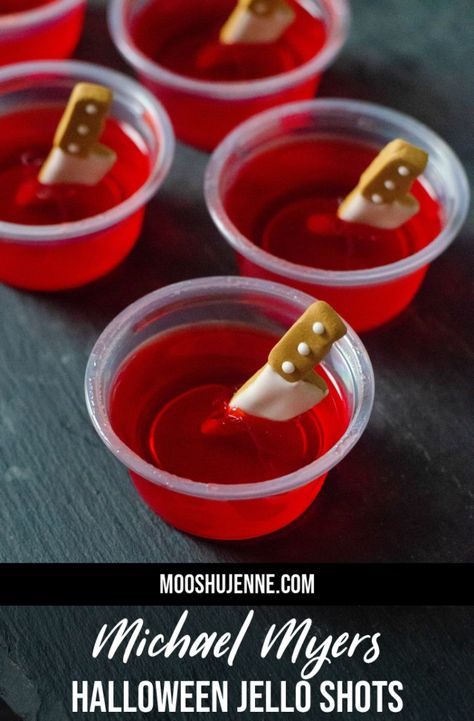 Scary Halloween Appetizer Ideas, Friday 13th Party, Spooky Desserts Halloween, Jello Halloween, Alcohol Punch, Strawberry Jello Shots, Alcohol Shots, Halloween Jello Shots, Halloween Jello