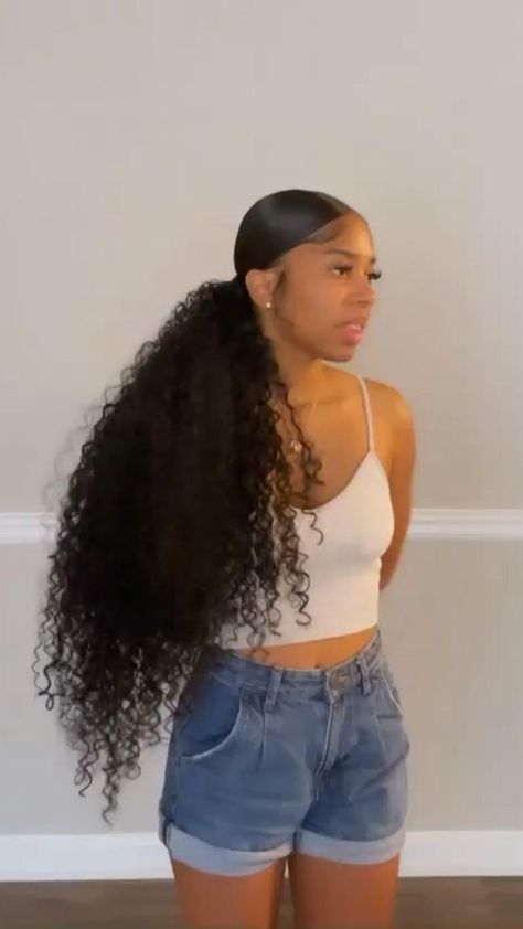 Low Curly Ponytail in 2022 | Sleek ponytail hairstyles, Black ponytail hairstyles, Low ponytail hairstyles Slicked Back Hairstyles, Black Girls Hairstyles Weave, Low Ponytail Hairstyles, Black Ponytail, Slicked Back Ponytail, Weave Ponytail Hairstyles, Sleek Ponytail Hairstyles, Cute Ponytails, Birthday Hairstyles