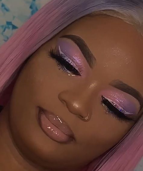 Lavender Makeup Looks, Prom 2k23, Makeup Looks Prom, Iridescent Makeup, Lavender Makeup, Prom 23, Purple Makeup Looks, 32nd Birthday, Glitter Makeup Looks