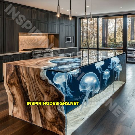 Dive into the world of breathtaking kitchen design with jellyfish kitchen islands. These stunning, epoxy-based creations capture the beauty of the ocean and the magic of jellyfish. Imagine a kitchen island that feels like an underwater dream, with ethereal jellyfish seemingly floating within the epoxy surfaces. You get all the wow factor of a jellyfish … Underwater Kitchen, Kitchen Islands, Wow Products, Jellyfish, A Kitchen, The Ocean, The Magic, Kitchen Island, Kitchen Design