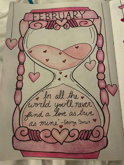 Cute hourglass drawing for february Hourglass Coloring Pages, Time Drawing Ideas, Heart Hourglass Drawing, Person In Hourglass Drawing, Drawings Of Hourglasses, Hourglass Ink Drawing, Hourglass Drawing, February Bullet Journal, Sand Clock