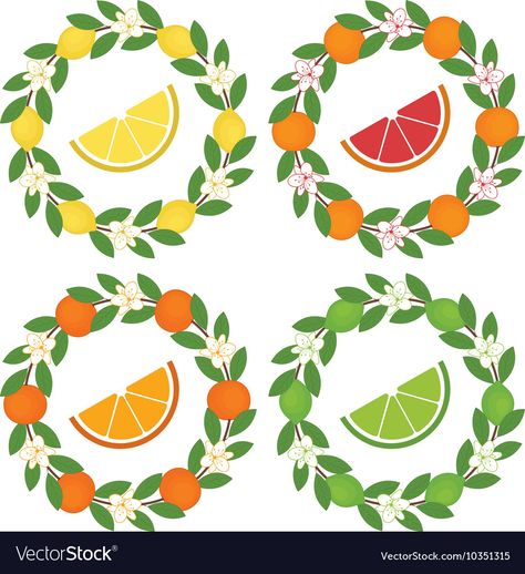 Citrus Wreath, Citrus Slices, Lemon Set, Mermaid Clipart, Fairy Clipart, Baby Shower Clipart, Flowers Wreath, Circle Template