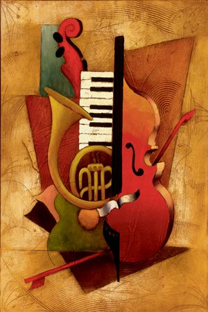 Ensemble by Emanuel Mattini Arte Jazz, Cubist Art, Jazz Art, Traditional Wall Art, Cubism Art, Music Painting, Soyut Sanat Tabloları, Music Artwork, Musical Art