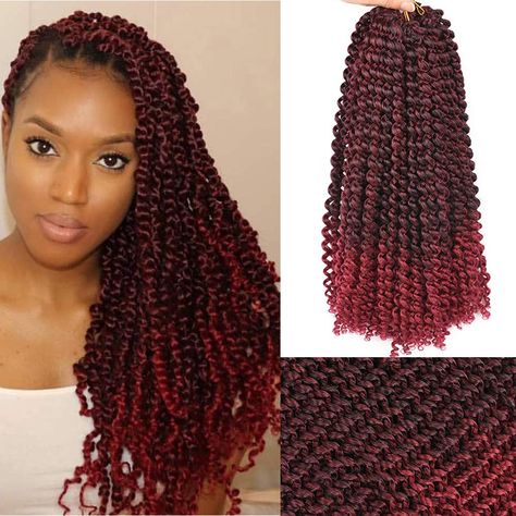 Water Wave Crochet Hair, Boho Goddess Locs, Passion Twist Crochet, Passion Twist Hair, Water Wave Crochet, Ombre Burgundy, Wave Crochet, Curly Crochet Hair Styles, Crochet Hair Extensions