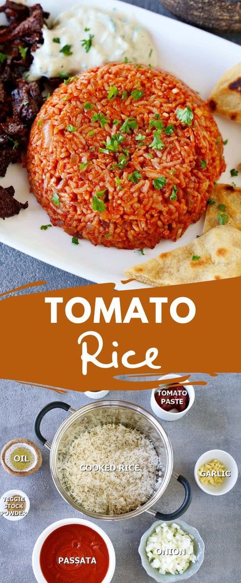 Greek Red Sauce For Rice, Rice And Tomato Sauce Recipes, Greek Tomato Rice, Rice With Tomato Sauce, Rice And Tomato Sauce, Tomato Rice Recipe, Red Rice Recipe, Greek Rice, Brown Rice Salad