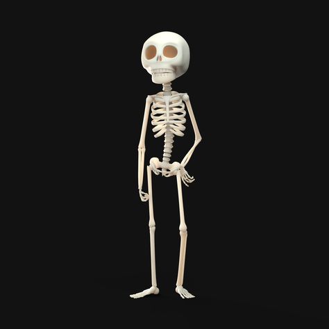 3D stylized skeleton model I created in spirit of Halloween!  Abraham Mast Animator, Programmer Skeleton Animation, Stylized Skeleton, Skeleton Cute, Skeleton Character, Coraline Characters, Silly Skeleton, 3d Skeleton, Maya Modeling, Spirit Of Halloween