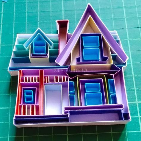 Quilling Art by Glaiza | Paper Quilling 'Flying House' | On the Edge 🏘️🎈 ---- For as the heavens are higher than the earth, so are my ways higher than your ways,... | Instagram Flying House, Quilling Paper Craft, Quilling Paper, Up House, Quilling Art, The Heavens, Paper Quilling, On The Edge, The Edge