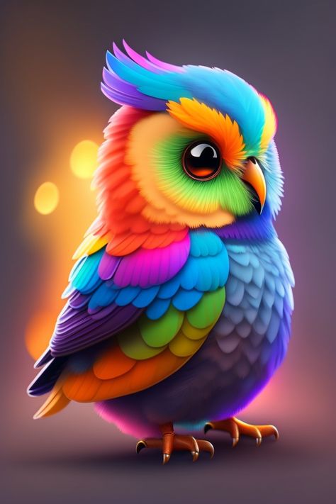 Cute Phoenix owl with rainbow colors. Colorful Owl Art, Colorful Owls, Animal Coloring, Owl Lovers, Owl Art, Pen Art, Beautiful Birds, Pretty Wallpapers, Drawing Ideas