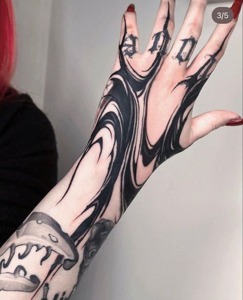 Abstract Hand Tattoo, Rip Tattoos For Mom, Watercolor Tattoo Ideas, Optical Illusion Tattoos, Feminine Skull Tattoos, Illusion Tattoos, Mystical Tattoos, Tattoo Apprenticeship, Feminine Tattoo Sleeves